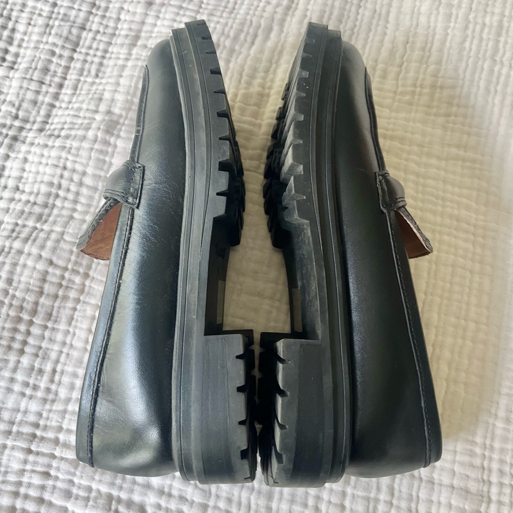 Madewell Black Leather Lug Sole Penny Loafers - Picture 7 of 10